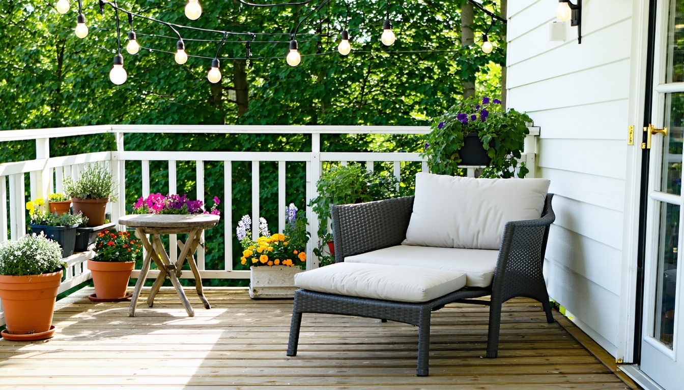 thrifted balcony makeover summer themed with light bulbs-3
